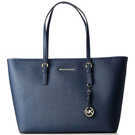 michael kors jet set top zip tote navy|Michael Kors jet set saffiano.